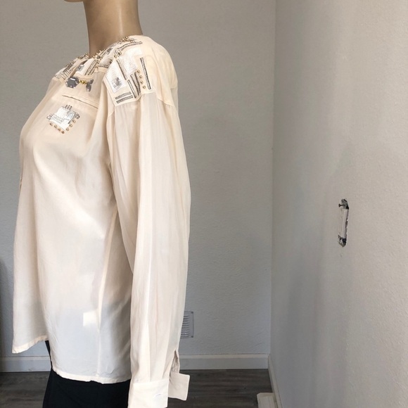 Vintage Joseph Ho cream silk beaded blouse - Picture 6 of 13